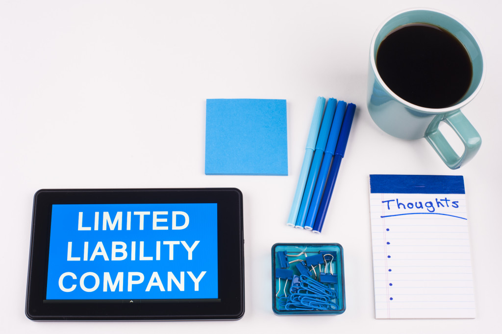 tablet displaying limited liability company